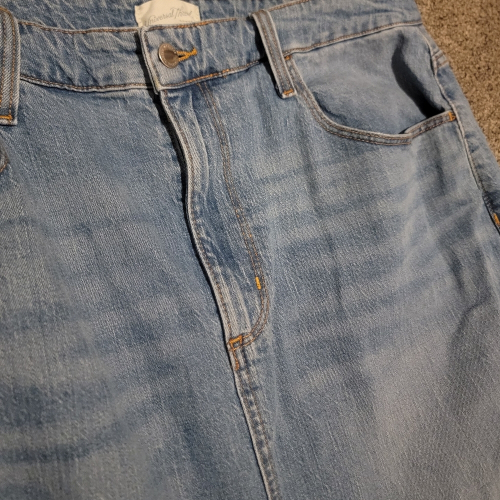Pre-loved universal thread womens maxi fringe bottom front split demin skirt - Picture 8 of 9